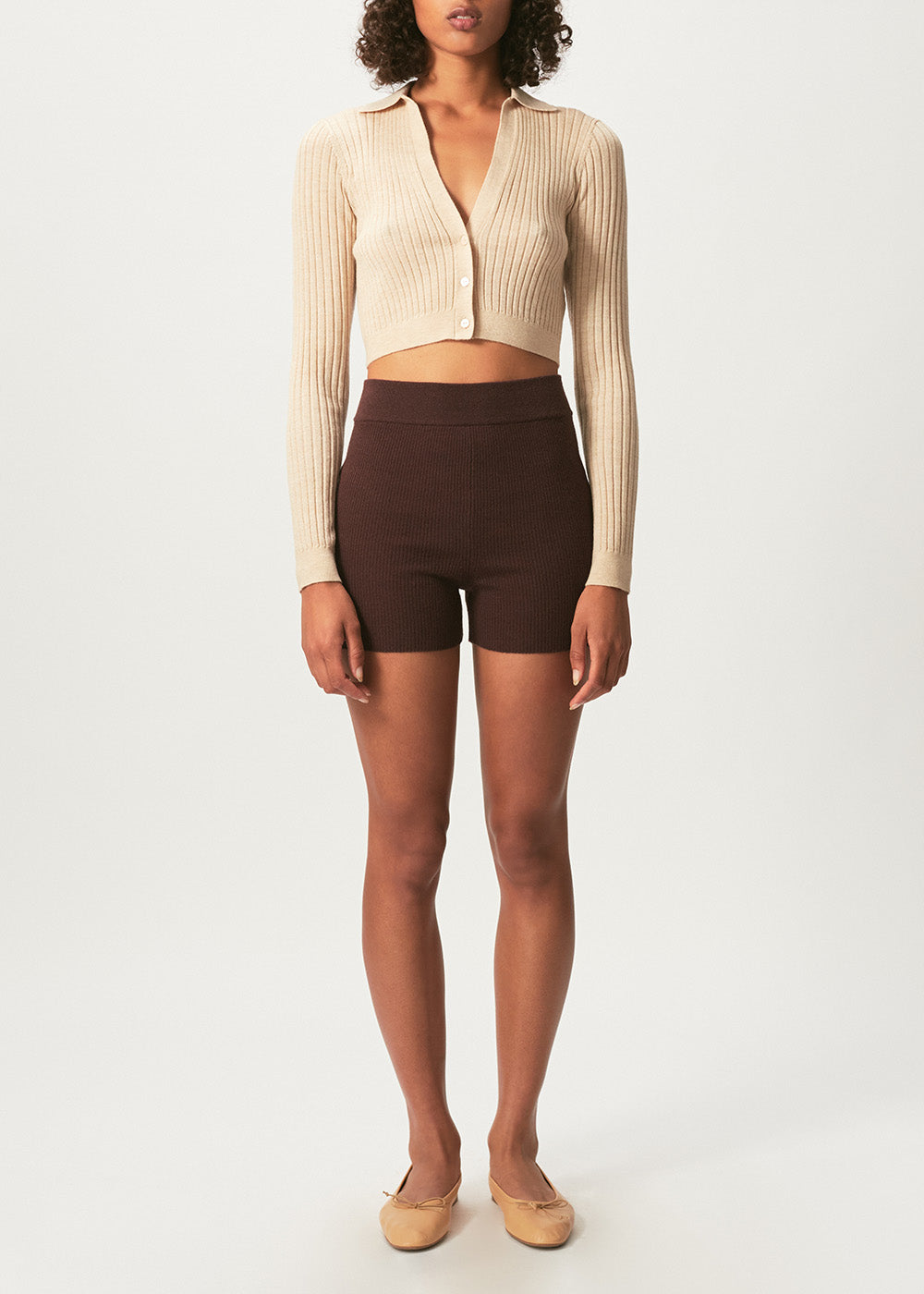 BEIGE CROPPED CASHMERE CARDIGAN – CiL