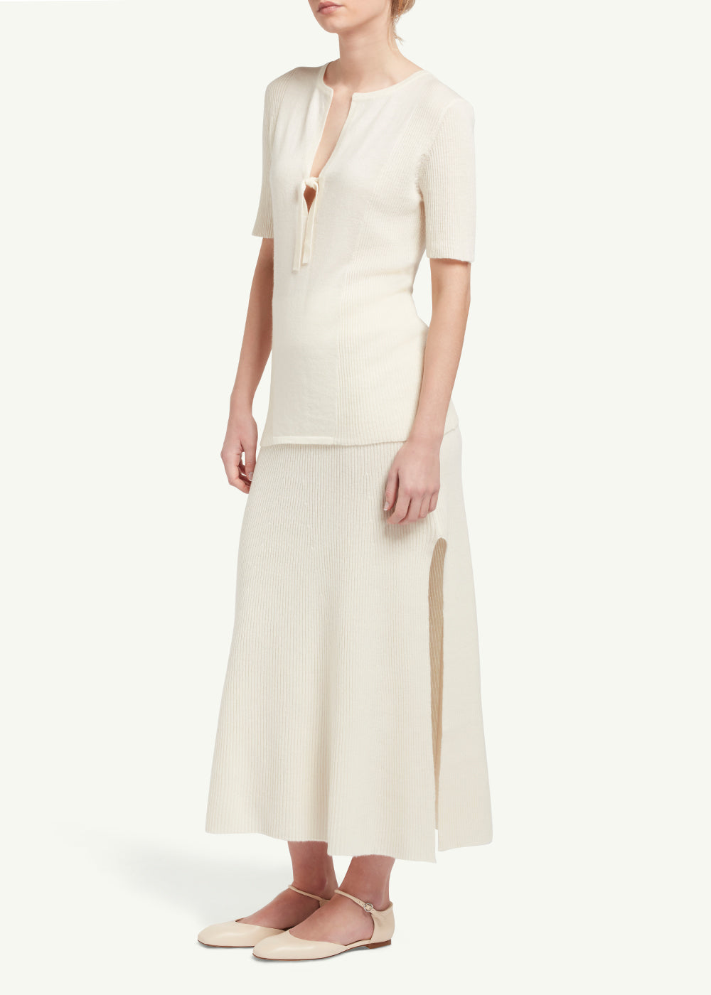 OFF WHITE CASHMERE MIDI SKIRT – CiL