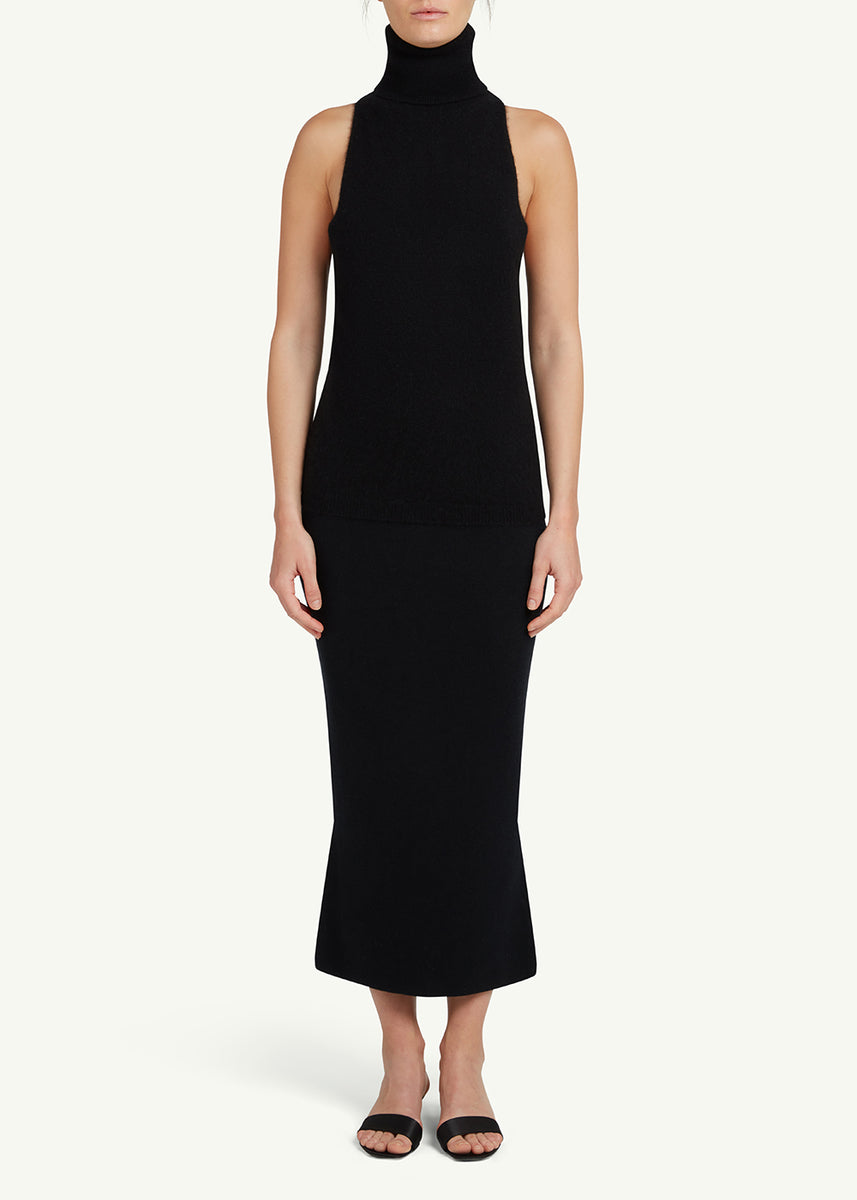 Black Silk Cashmere Sleeveless Turtleneck Vest – CiL