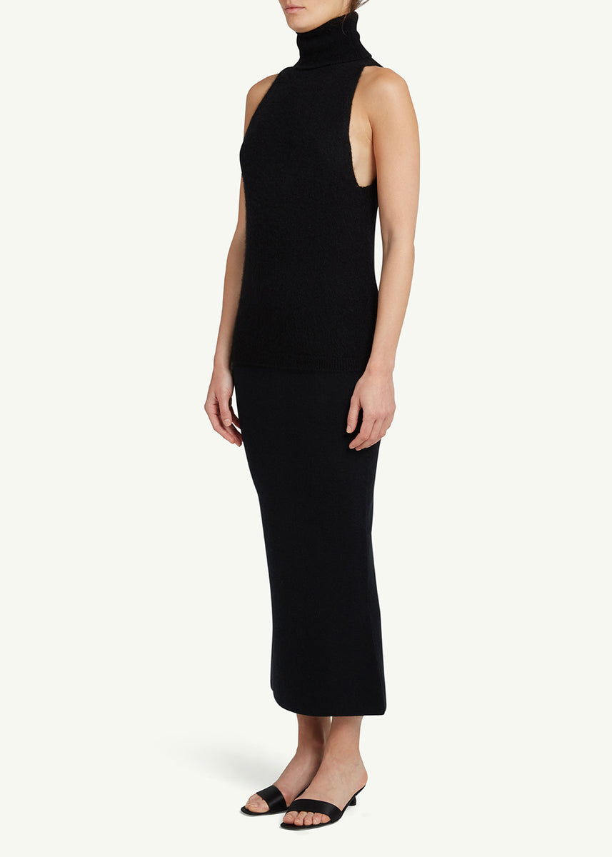 Black Silk Cashmere Sleeveless Turtleneck Vest – CiL