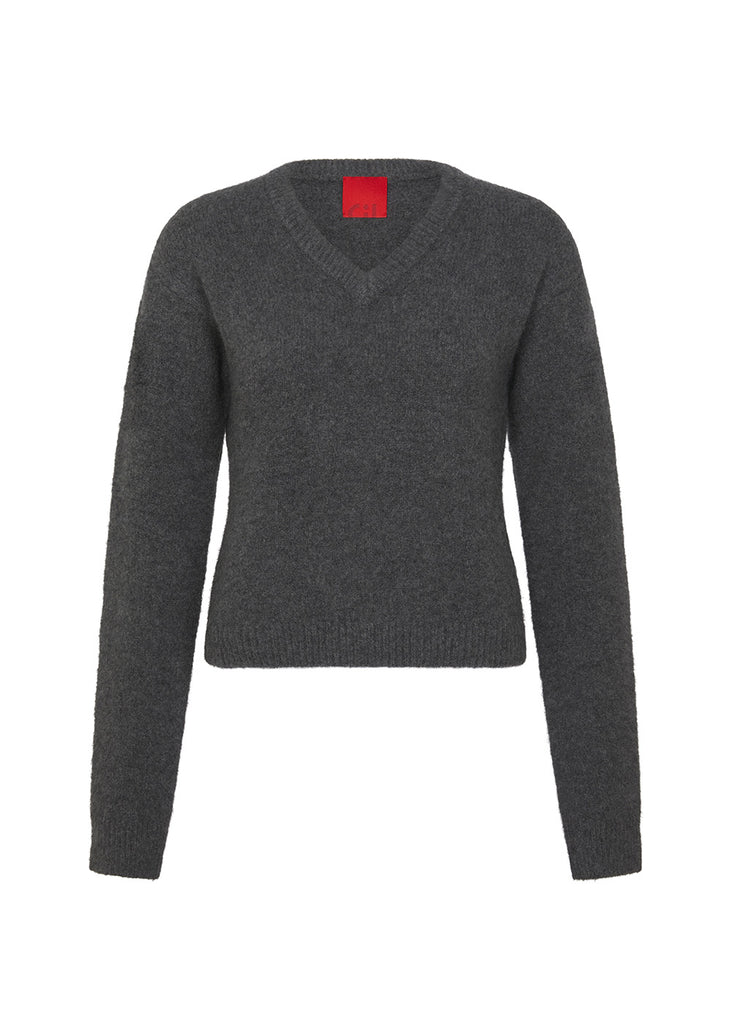 Gray V-Neck Jumper