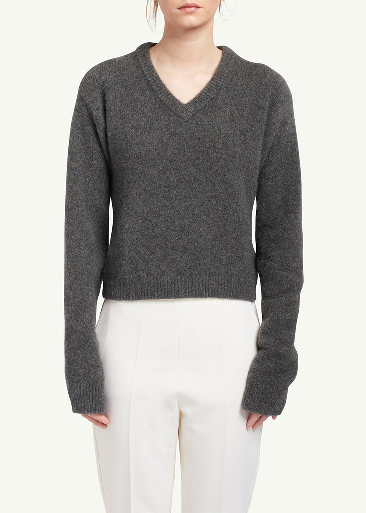 Gray V-Neck Jumper