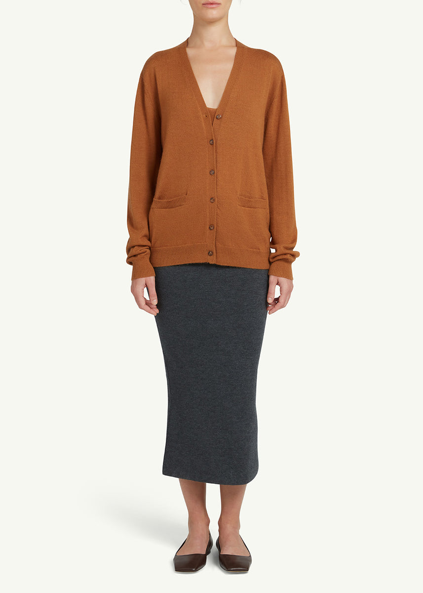 BROWN FINE KNIT CASHMERE CARDIGAN – CiL